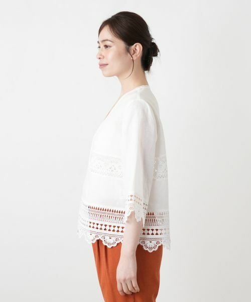 Leilian / レリアン シャツ・ブラウス | レース切替七分袖ブラウス【Leilian WHITE LABEL】 | 詳細5