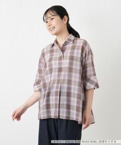 Leilian / レリアン シャツ・ブラウス | チェックドロップショルダーブラウス【Leilian WHITE LABEL】