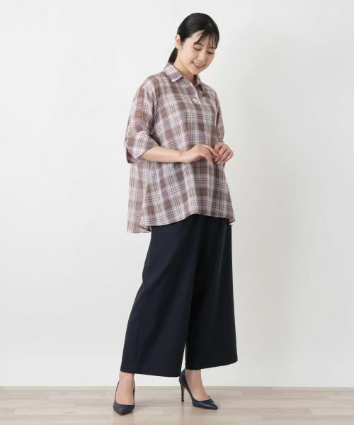 Leilian / レリアン シャツ・ブラウス | チェックドロップショルダーブラウス【Leilian WHITE LABEL】 | 詳細1