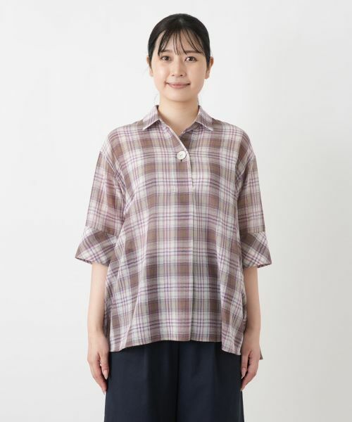 Leilian / レリアン シャツ・ブラウス | チェックドロップショルダーブラウス【Leilian WHITE LABEL】 | 詳細4