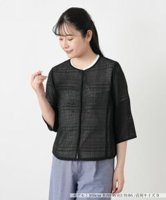 Leilian / レリアン シャツ・ブラウス | チェック織柄ノーカラーブラウス【Leilian WHITE LABEL】
