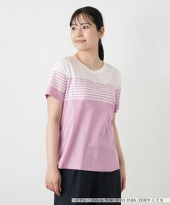 Leilian / レリアン カットソー | ボーダー切替クルーネックTシャツ