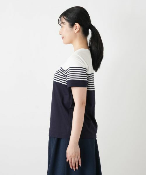 Leilian / レリアン カットソー | ボーダー切替クルーネックTシャツ | 詳細11