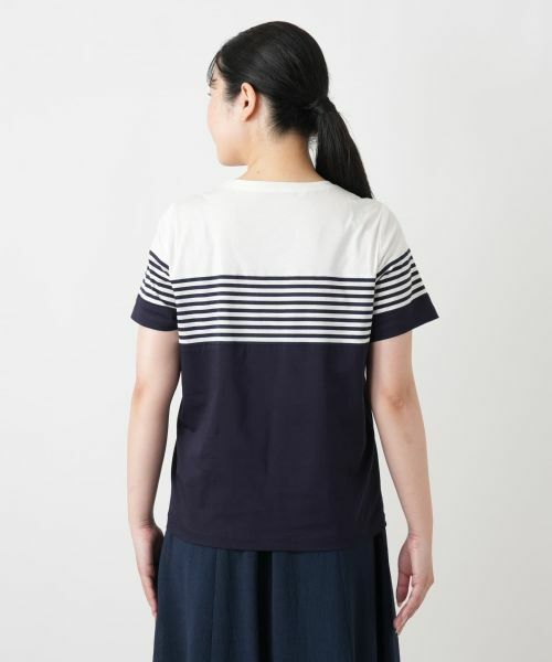 Leilian / レリアン カットソー | ボーダー切替クルーネックTシャツ | 詳細12