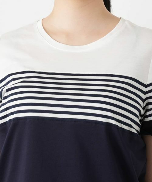 Leilian / レリアン カットソー | ボーダー切替クルーネックTシャツ | 詳細13