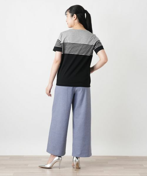Leilian / レリアン カットソー | ボーダー切替クルーネックTシャツ | 詳細6