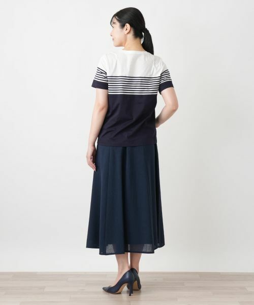Leilian / レリアン カットソー | ボーダー切替クルーネックTシャツ | 詳細9