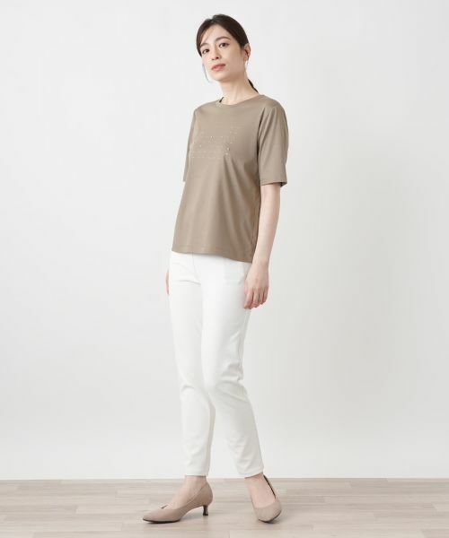 Leilian / レリアン Tシャツ | パール調ビジューカットソー | 詳細1