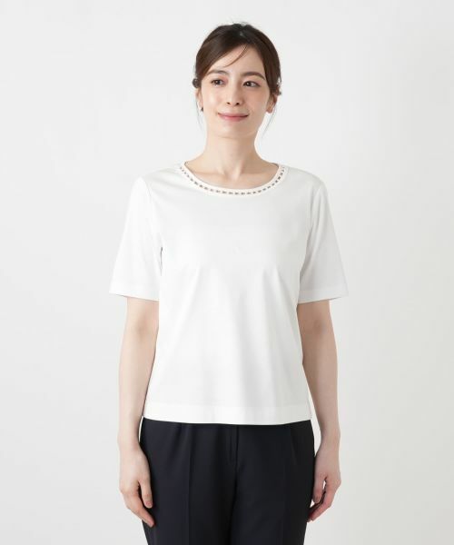 Leilian / レリアン Tシャツ | ビジューネックカットソー | 詳細7