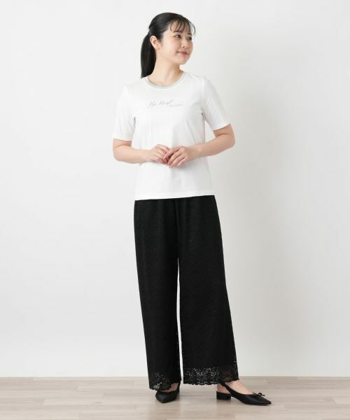 Leilian / レリアン Tシャツ | クルーネックメッセージTシャツ | 詳細1