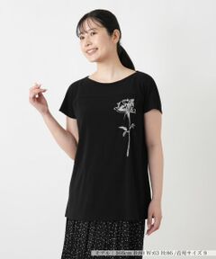 Leilian / レリアン カットソー | 刺繍クルーネックTシャツ