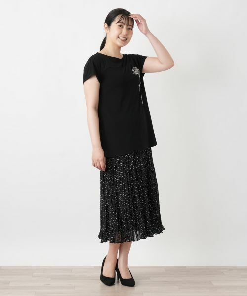 Leilian / レリアン カットソー | 刺繍クルーネックTシャツ | 詳細1