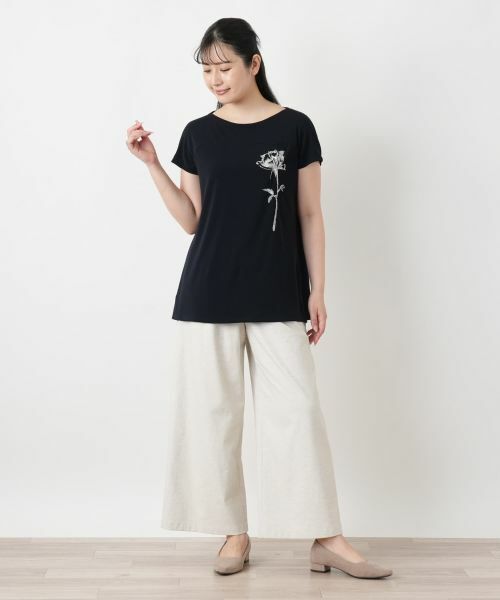Leilian / レリアン カットソー | 刺繍クルーネックTシャツ | 詳細4