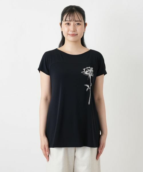 Leilian / レリアン カットソー | 刺繍クルーネックTシャツ | 詳細7