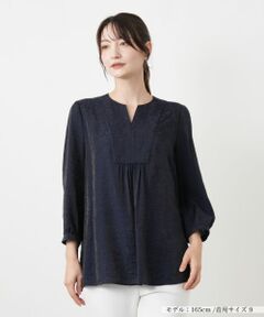 Leilian / レリアン シャツ・ブラウス | ボザム切替キーネックブラウス【ROCHAS Premiere】