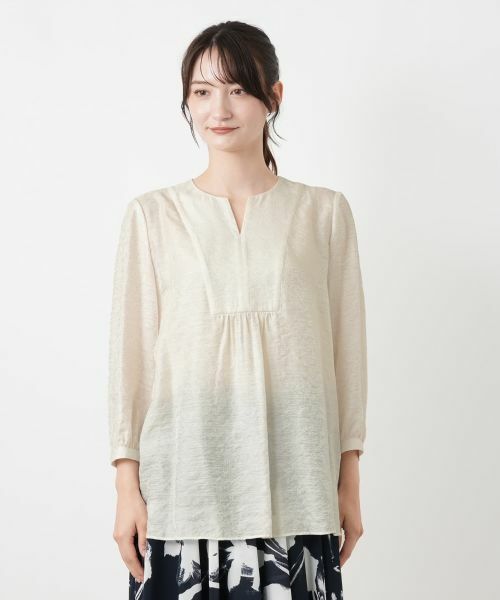 Leilian / レリアン シャツ・ブラウス | ボザム切替キーネックブラウス【ROCHAS Premiere】 | 詳細7