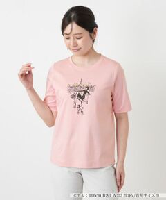 Leilian / レリアン Tシャツ | プリントクルーネックカットソー【Leilian WHITE LABEL】