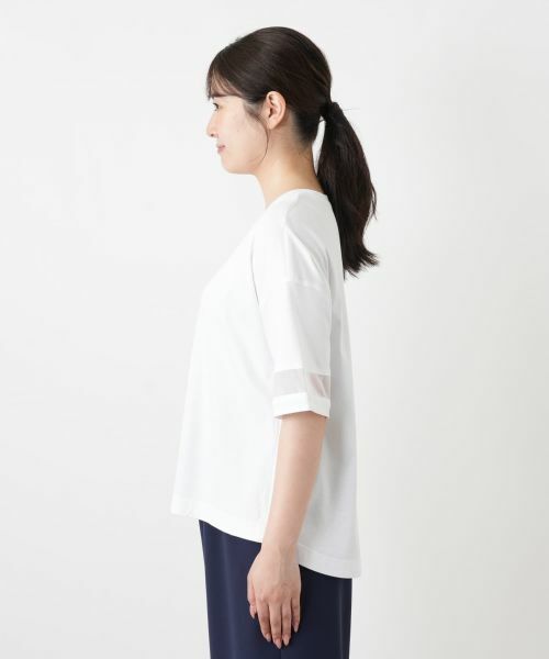 Leilian / レリアン カットソー | シアー切替カットソー【Leilian WHITE LABEL】 | 詳細11