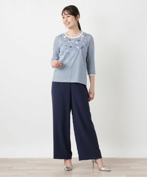 Leilian / レリアン カットソー | 刺繍ボーダーカットソー【Leilian WHITE LABEL】 | 詳細1