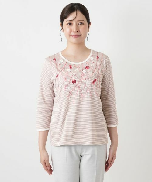 Leilian / レリアン カットソー | 刺繍ボーダーカットソー【Leilian WHITE LABEL】 | 詳細10