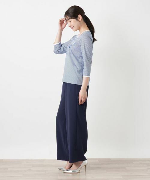 Leilian / レリアン カットソー | 刺繍ボーダーカットソー【Leilian WHITE LABEL】 | 詳細2