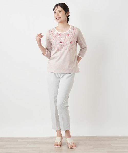 Leilian / レリアン カットソー | 刺繍ボーダーカットソー【Leilian WHITE LABEL】 | 詳細7