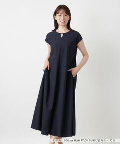 洗えるスリットネックフレンチスリーブワンピース【Leilian WHITE LABEL】