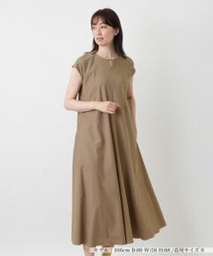 Leilian / レリアン ドレス | 洗えるスリットネックフレンチスリーブワンピース【Leilian WHITE LABEL】