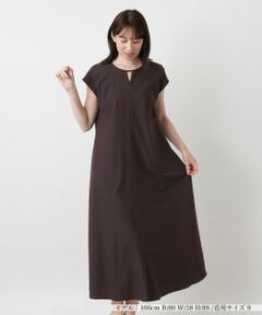 Leilian / レリアン ドレス | 洗えるスリットネックフレンチスリーブワンピース【Leilian WHITE LABEL】