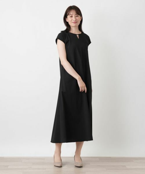 Leilian / レリアン ドレス | 洗えるスリットネックフレンチスリーブワンピース【Leilian WHITE LABEL】 | 詳細10