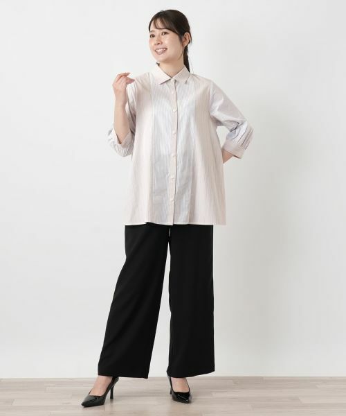 Leilian / レリアン シャツ・ブラウス | 切替ストライプブラウス【Leilian WHITE LABEL】 | 詳細1