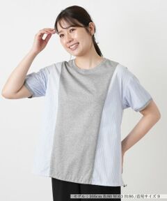 Leilian / レリアン カットソー | ストライプ切替ブラウス【Leilian WHITE LABEL】