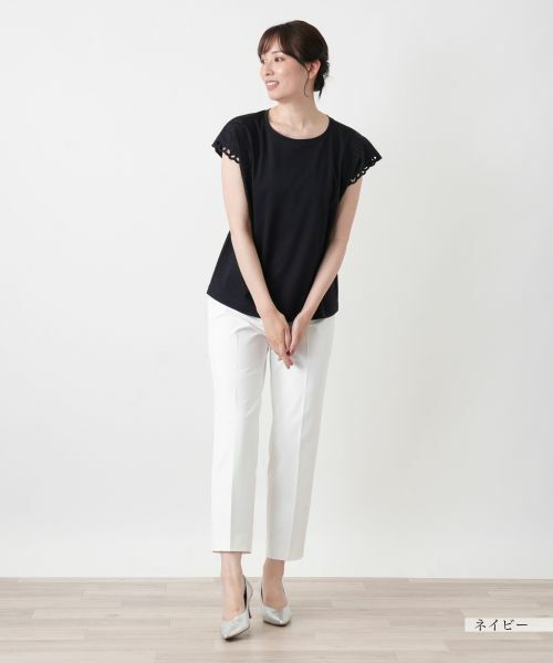 Leilian / レリアン カットソー | カットワーク刺繍Tシャツ【Leilian WHITE LABEL】 | 詳細1