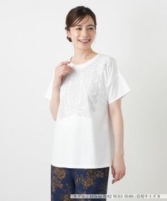 Leilian / レリアン カットソー | 発泡プリントクルーネックTシャツ【Leilian WHITE LABEL】