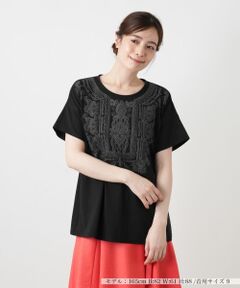 Leilian / レリアン カットソー | 発泡プリントクルーネックTシャツ【Leilian WHITE LABEL】