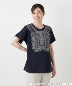 Leilian / レリアン カットソー | 発泡プリントクルーネックTシャツ【Leilian WHITE LABEL】