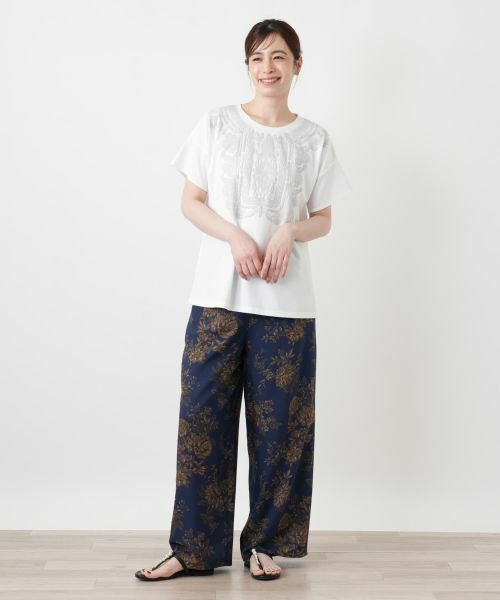 Leilian / レリアン カットソー | 発泡プリントクルーネックTシャツ【Leilian WHITE LABEL】 | 詳細1