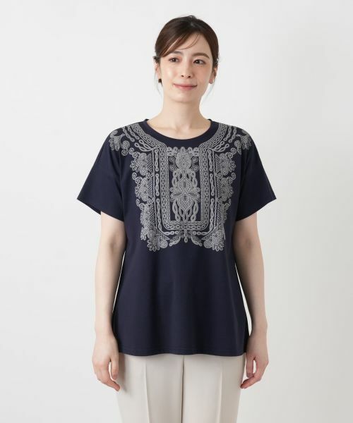 Leilian / レリアン カットソー | 発泡プリントクルーネックTシャツ【Leilian WHITE LABEL】 | 詳細10
