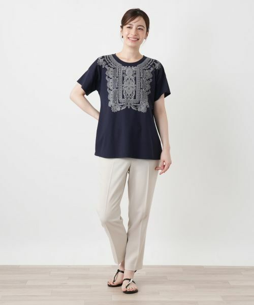 Leilian / レリアン カットソー | 発泡プリントクルーネックTシャツ【Leilian WHITE LABEL】 | 詳細7