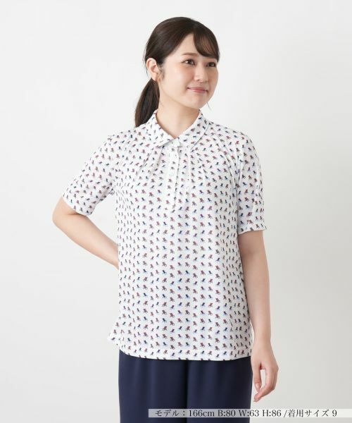 Leilian / レリアン ポロシャツ | プリントポロシャツ【Leilian WHITE LABEL】（アイボリー）