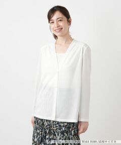 Leilian / レリアン シャツ・ブラウス | ノーカラーVネックブラウス【Leilian WHITE LABEL】