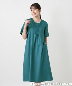 Leilian / レリアン ドレス | レース刺繍Vネックサックワンピース【Leilian WHITE LABEL】
