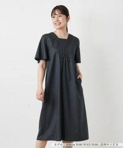Leilian / レリアン ドレス | レース刺繍Vネックサックワンピース【Leilian WHITE LABEL】