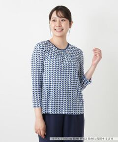 Leilian / レリアン カットソー | 幾何学柄クルーネックカットソー【Leilian WHITE LABEL】