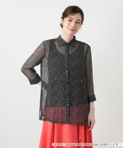 Leilian / レリアン シャツ・ブラウス | 小花柄シースルーブラウス【Leilian WHITE LABEL】
