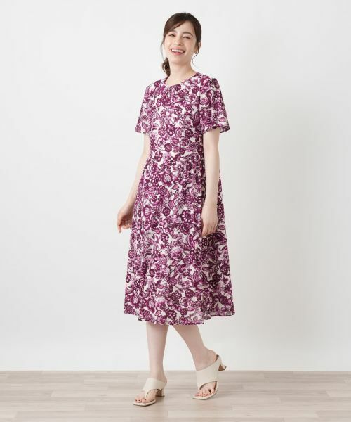 Leilian / レリアン ドレス | 洗えるフラワー柄フレアワンピース【Leilian WHITE LABEL】 | 詳細4