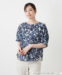 花柄ボリュームスリーブブラウス【Leilian WHITE LABEL】