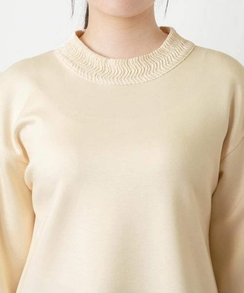 Leilian / レリアン スウェット | 切替クルーネックニット【Leilian WHITE LABEL】 | 詳細10
