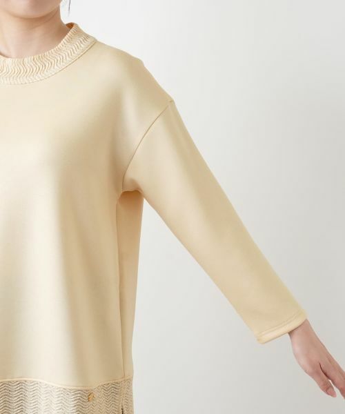 Leilian / レリアン スウェット | 切替クルーネックニット【Leilian WHITE LABEL】 | 詳細12