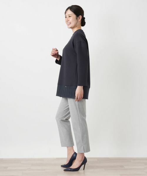 Leilian / レリアン スウェット | 切替クルーネックニット【Leilian WHITE LABEL】 | 詳細2